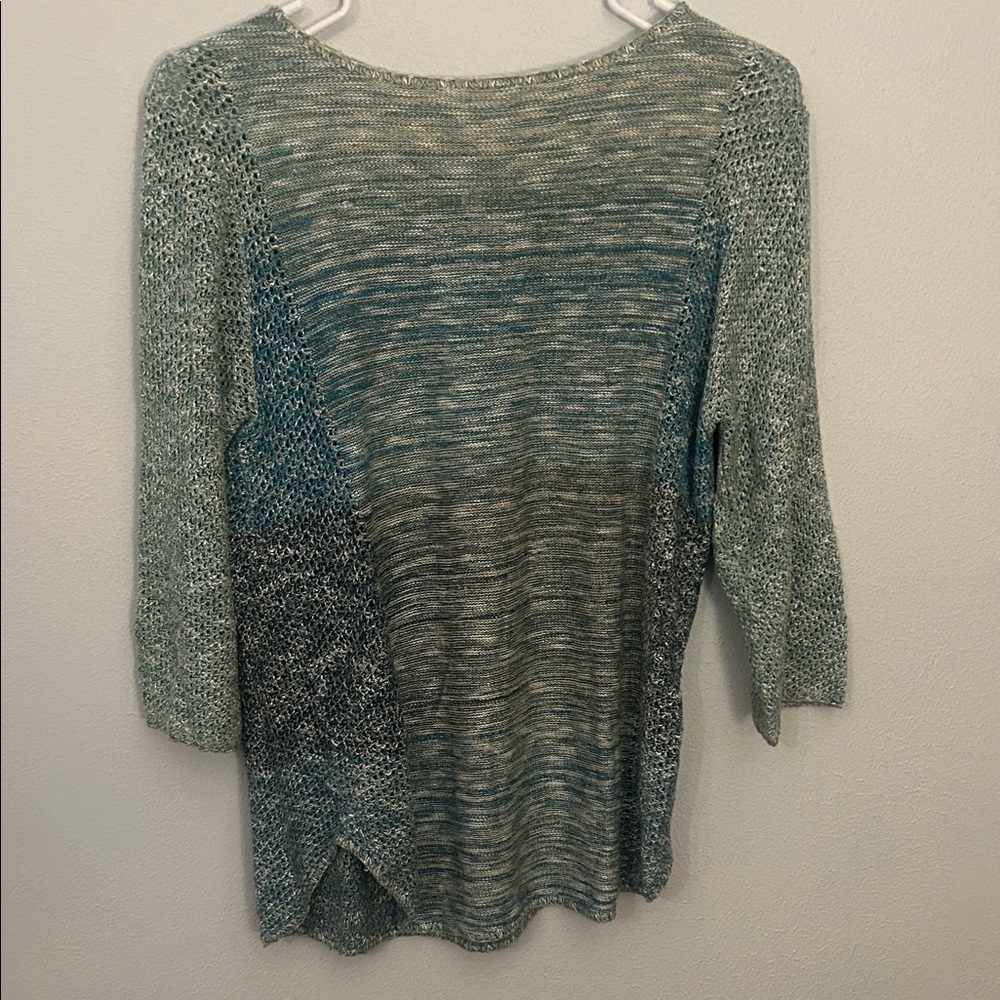 Christopher & Banks Teal and White Knit Top